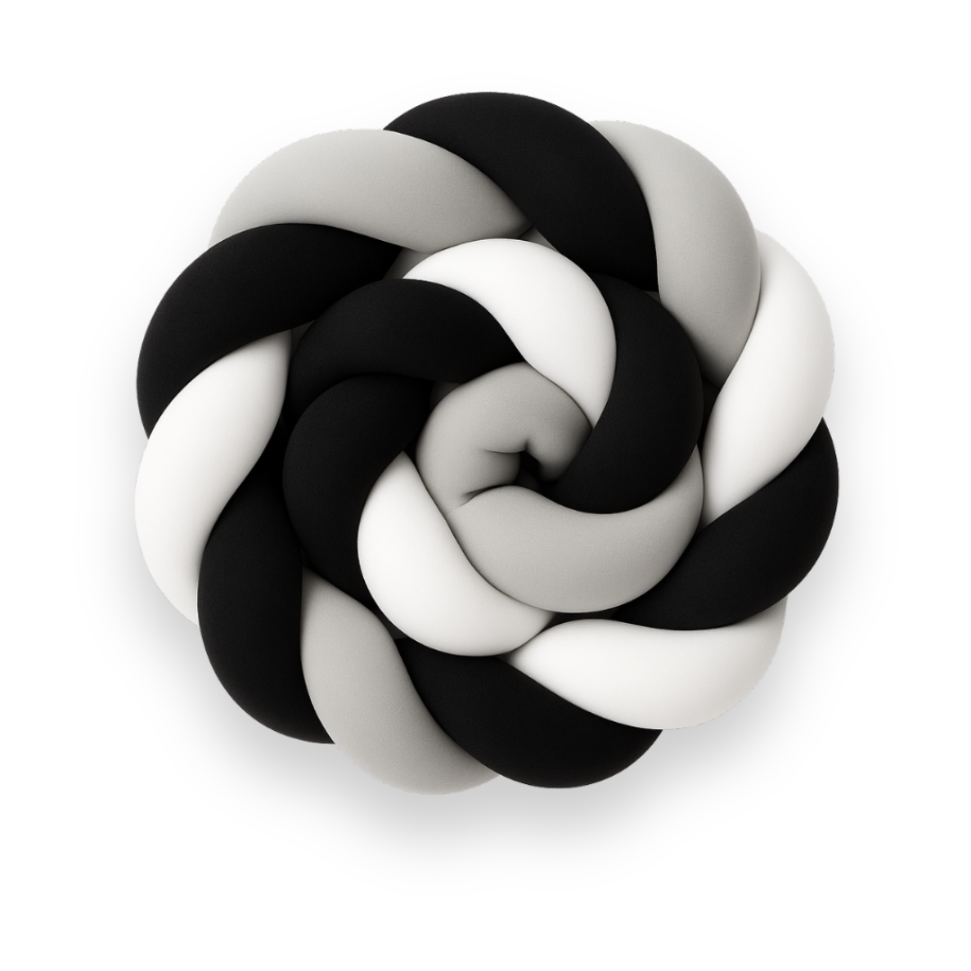 Light Grey, Black & White Braided Bumper