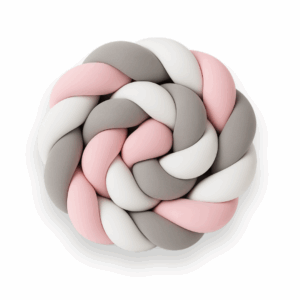 Light Pink, Grey & White Braided Bumper