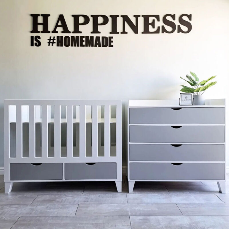 Earthy White & Grey Cot & Compactum Set - The Light Bulb